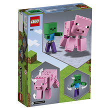 Load image into Gallery viewer, Minecraft Pig BigFig with Baby Zombie LEGO Building Set
