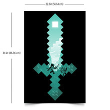 Load image into Gallery viewer, Minecraft Diamond Sword Wall Poster
