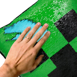 Minecraft Creeper Face Sequin Pillow